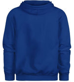 Back of purple hoodie on a white background