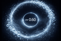 Glowing circular light effect on bubbles with 'aw 0.60' text on a dark background