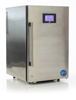 Stainless steel Cool Cure with digital display on a white background