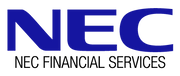 NEC Financial Services logo with blue and black text on a white background