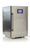 Stainless steel cure box with digital display on a white background