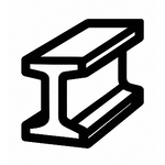 Black outline of a metal I-beam on a white background